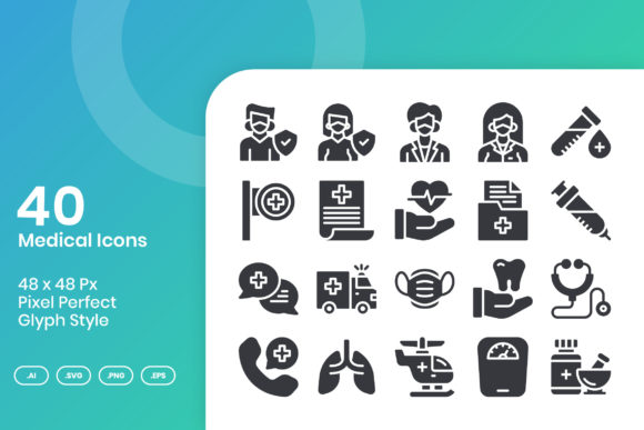 Review: 40 Medical Icons - Glyph for Embroidery